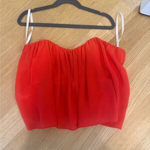 100% Silk Red Flowy Bustier Top